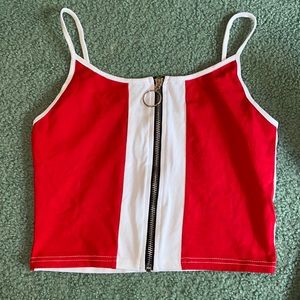 Red and White Striped Tank Top